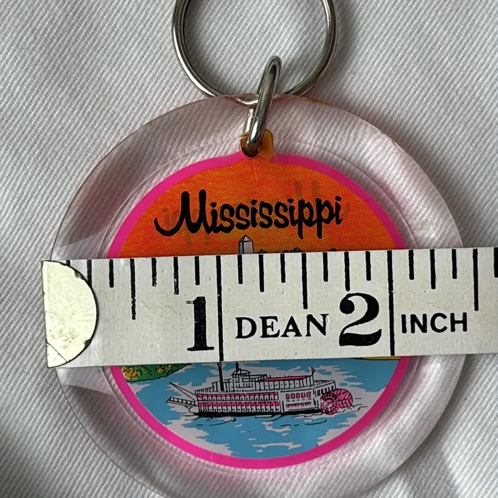 Cute resin vintage gift shop Mississippi keychain. Two sided.
